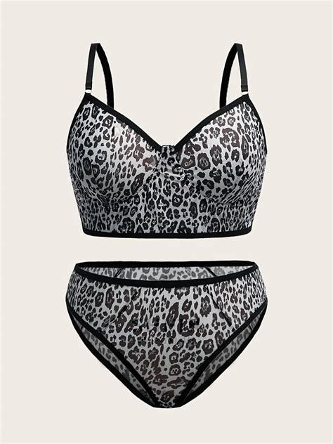 leopard print bra and panty set|Mapale Strappy Leopard Print Bra & Panties Set .